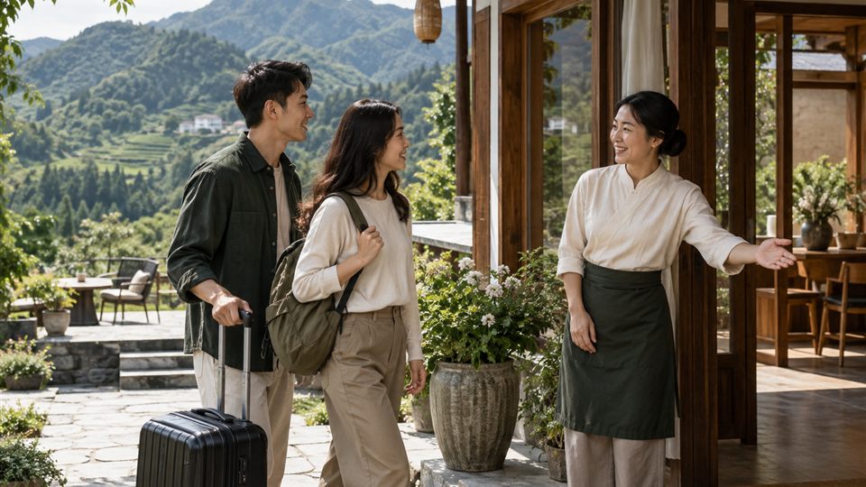 四川乡村民宿经营者接待旅行客户